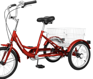 red adaptive bicycle with basket